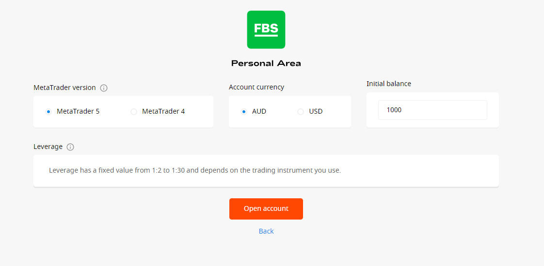 FBS demo account